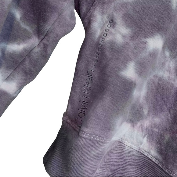 Calvin Klein Performance Tie Dye Cropped Sweatshirt Athleisure Gray White Size M - Picture 4 of 6